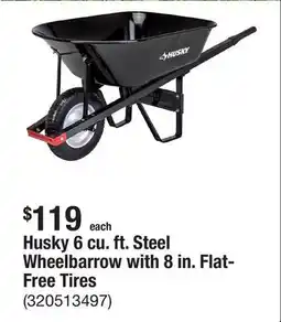 The Home Depot Husky 6 cu. ft. Steel Wheelbarrow with 8 in. Flat-Free Tires offer
