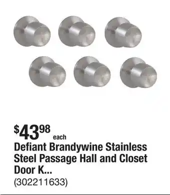 The Home Depot Defiant Brandywine Stainless Steel Passage Hall and Closet Door Knob Contractor Pack (6-Piece) offer