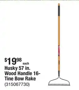The Home Depot Husky 57 in. Wood Handle 16-Tine Bow Rake offer