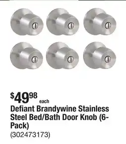 The Home Depot Defiant Brandywine Stainless Steel Bed/Bath Door Knob (6-Pack) offer