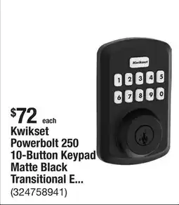 The Home Depot Kwikset Powerbolt 250 10-Button Keypad Matte Black Transitional Electronic Deadbolt Door Lock offer