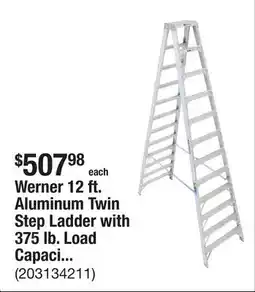 The Home Depot Werner 12 ft. Aluminum Twin Step Ladder with 375 lb. Load Capacity Type IAA Duty Rating offer