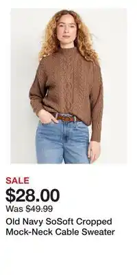 Old Navy Old Navy SoSoft Cropped Mock-Neck Cable Sweater offer