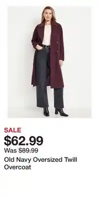 Old Navy Old Navy Oversized Twill Overcoat offer