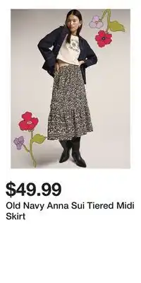 Old Navy Old Navy Anna Sui Tiered Midi Skirt offer