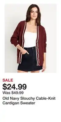 Old Navy Old Navy Slouchy Cable-Knit Cardigan Sweater offer