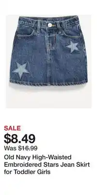 Old Navy Old Navy High-Waisted Embroidered Stars Jean Skirt for Toddler Girls offer