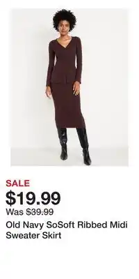 Old Navy Old Navy SoSoft Ribbed Midi Sweater Skirt offer