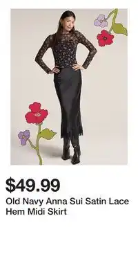 Old Navy Old Navy Anna Sui Satin Lace Hem Midi Skirt offer