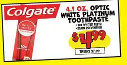 Ollie's Colgate OPTIC WHITE PLATINUM TOOTHPASTE offer