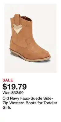 Old Navy Old Navy Faux-Suede Side-Zip Western Boots for Toddler Girls offer