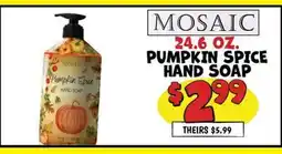 Ollie's MOSAIC PUMPKIN SPICE HAND SOAP offer