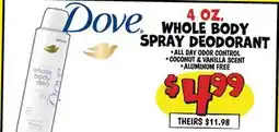 Ollie's Dove WHOLE BODY SPRAY DEODORANT offer