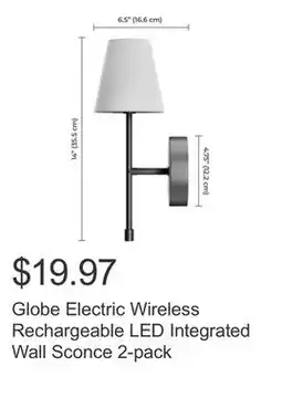 Costco Globe Electric Wireless Rechargeable LED Integrated Wall Sconce 2-pack offer