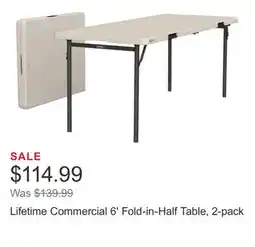 Costco Lifetime Commercial 6' Fold-in-Half Table, 2-pack offer