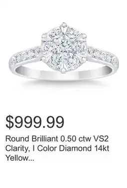 Costco Round Brilliant 0.50 ctw VS2 Clarity, I Color Diamond 14kt Yellow Gold Band offer
