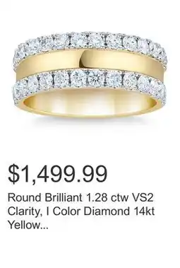 Costco Round Brilliant 1.28 ctw VS2 Clarity, I Color Diamond 14kt Yellow Gold Band offer