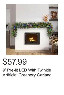 Costco 9' Pre-lit LED With Twinkle Artificial Greenery Garland offer