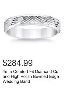 Costco 4mm Comfort Fit Diamond Cut and High Polish Beveled Edge Wedding Band offer