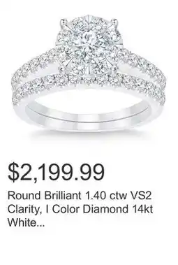 Costco Round Brilliant 1.40 ctw VS2 Clarity, I Color Diamond 14kt White Gold Wedding Set offer