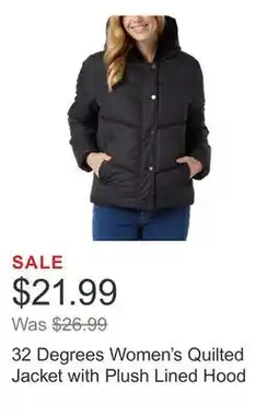 Costco 32 Degrees Women's Quilted Jacket with Plush Lined Hood offer