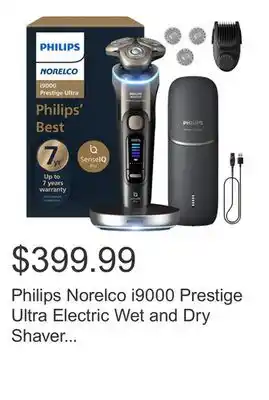 Costco Philips Norelco i9000 Prestige Ultra Electric Wet and Dry Shaver with UV Power Charger offer