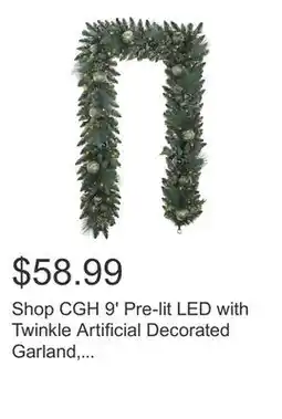 Costco Shop CGH 9' Pre-lit LED with Twinkle Artificial Decorated Garland, Metallic offer