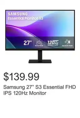 Costco Samsung 27 S3 Essential FHD IPS 120Hz Monitor offer