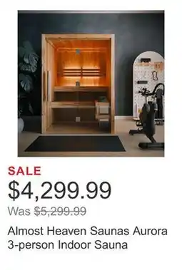 Costco Almost Heaven Saunas Aurora 3-person Indoor Sauna offer