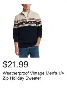 Costco Weatherproof Vintage Men's 1/4 Zip Holiday Sweater offer