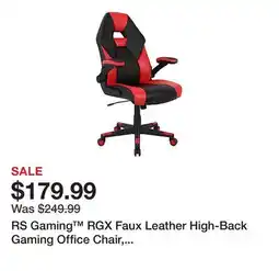 Office Depot RS Gaming RGX Faux Leather High-Back Gaming Office Chair, Black/Red, BIFMA Compliant offer