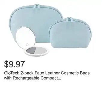 Costco GloTech 2-pack Faux Leather Cosmetic Bags with Rechargeable Compact Mirror offer