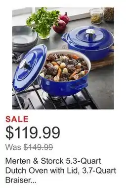 Costco Merten & Storck 5.3-Quart Dutch Oven with Lid, 3.7-Quart Braiser with Lid, 2-pack offer