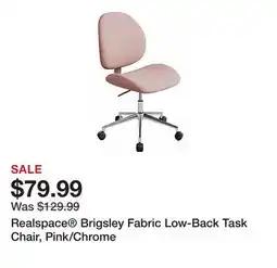 Office Depot Realspace Brigsley Fabric Low-Back Task Chair, Pink/Chrome offer