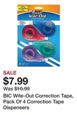 Office Depot BIC Wite-Out Correction Tape, Pack Of 4 Correction Tape Dispensers offer
