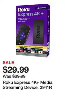 Office Depot Roku Express 4K+ Media Streaming Device, 3941R offer