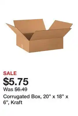 Office Depot Corrugated Box, 20 x 18 x 6, Kraft offer