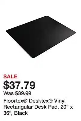Office Depot Floortex Desktex Vinyl Rectangular Desk Pad, 20 x 36, Black offer