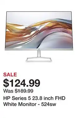 Office Depot HP Series 5 23.8 inch FHD White Monitor - 524sw offer