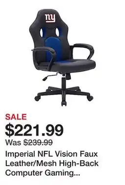 Office Depot Imperial NFL Vision Faux Leather/Mesh High-Back Computer Gaming Chair, New York Giants offer