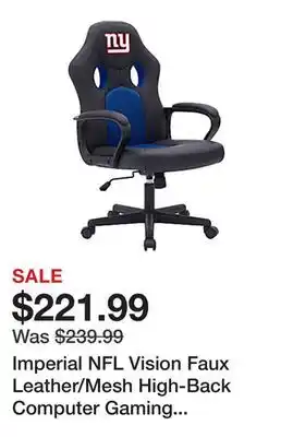 Office Depot Imperial NFL Vision Faux Leather/Mesh High-Back Computer Gaming Chair, New York Giants offer