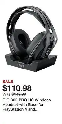 Game Stop RIG 800 PRO HS Wireless Headset with Base for PlayStation 4 and PlayStation 5 offer