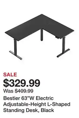 Office Depot Bestier 63W Electric Adjustable-Height L-Shaped Standing Desk, Black offer
