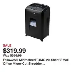 Office Depot Fellowes Microshred 94MC 20-Sheet Small Office Micro-Cut Shredder, Black, 8059401 offer
