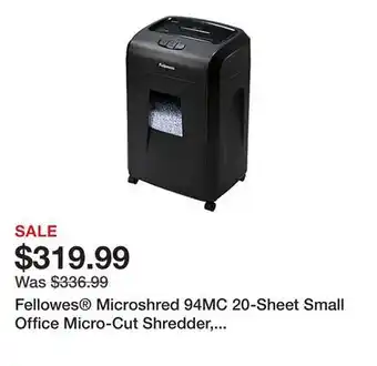 Office Depot Fellowes Microshred 94MC 20-Sheet Small Office Micro-Cut Shredder, Black, 8059401 offer