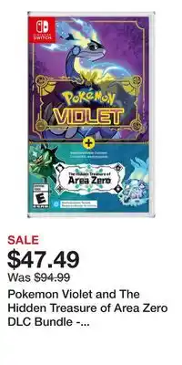Game Stop Pokemon Violet and The Hidden Treasure of Area Zero DLC Bundle - Nintendo Switch offer