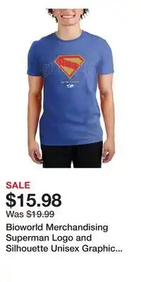 Game Stop Bioworld Merchandising Superman Logo and Silhouette Unisex Graphic T-Shirt GameStop Exclusive offer