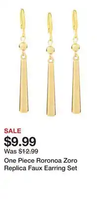 Game Stop One Piece Roronoa Zoro Replica Faux Earring Set offer