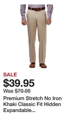 Belk Premium Stretch No Iron Khaki Classic Fit Hidden Expandable Waistband Flat Front Pants offer