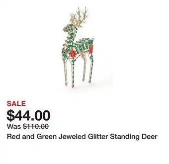 Belk Red and Green Jeweled Glitter Standing Deer offer